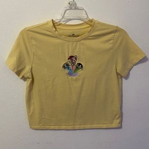 forever 21 soft yellow power puff girls crop top